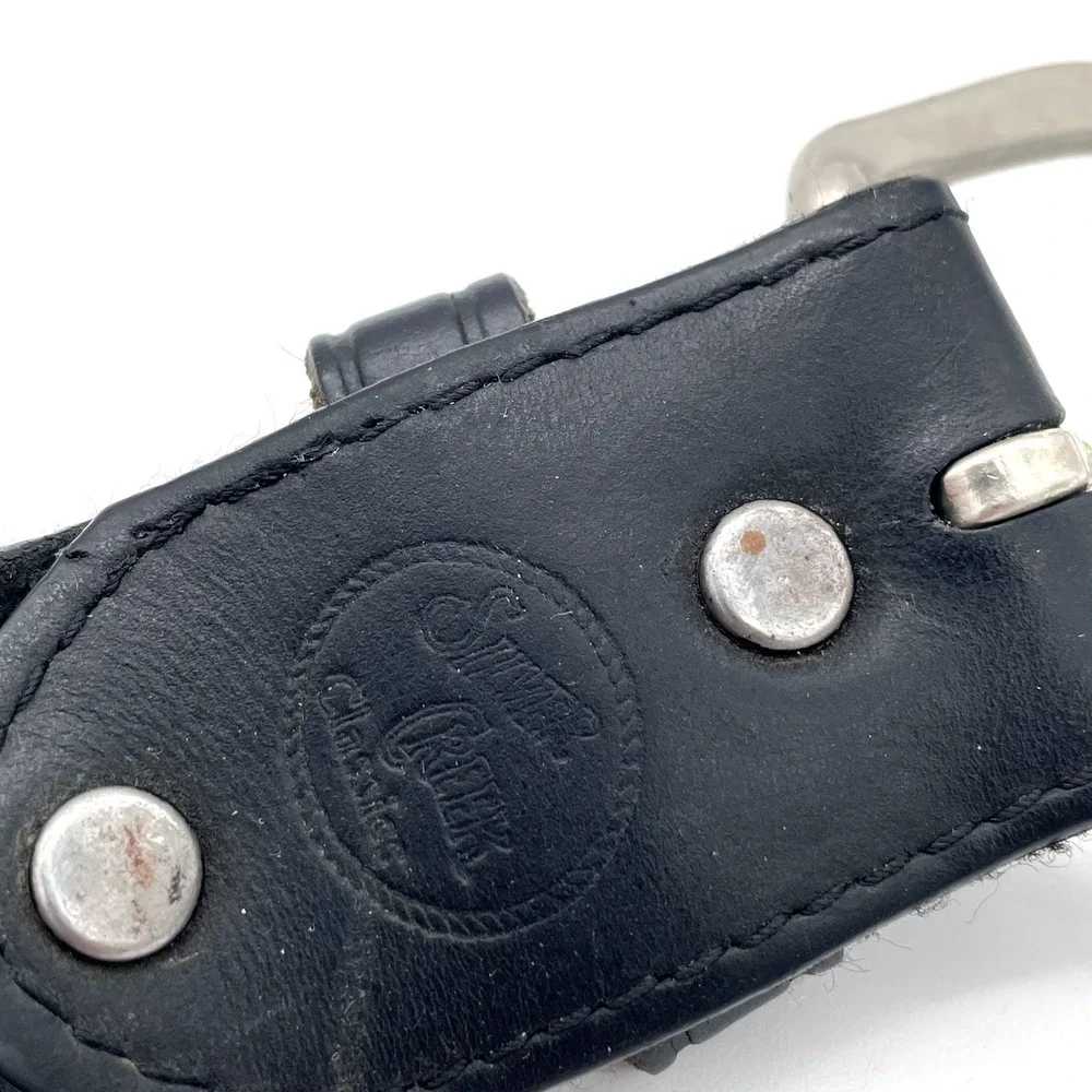 VTG Silver Creek Classics 100% Genuine Leather Canvas Native Print Unisex Belt